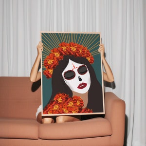 Printable Dia de Muertos Art, Catrina Print, Dia De Los Muertos Woman, Mexican Woman, Mexican Art Prints, Mexican Decor, Catrina