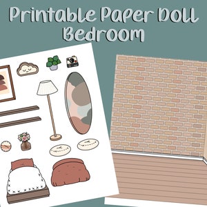 Printable Paper Doll Bedroom, Toca Boca Bedroom, Quiet book, Printable bedroom for paper dolls, Paper Doll