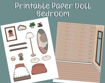 Printable Paper Doll Bedroom, Toca Boca Bedroom, Quiet book, Printable bedroom for paper dolls, Paper Doll