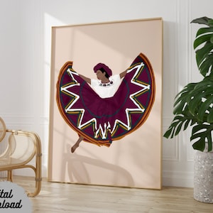 Mexican Dancer Art Print, Mexican Woman Art Print, Mexican Art, Modern Mexican Art