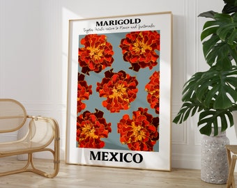 Marigold Wall Art, Mexican Poster, Mexican Decor, Latino Wall Art, Latino Decor, Floral Decor, Flower Market, Mexico Flowers, Floral Decor