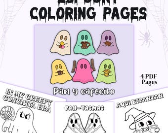 Espooky Coloring Pages, Mexican Coloring Pages, Ghosts and Pan Dulce Coloring Pages, Halloween Coloring Pages