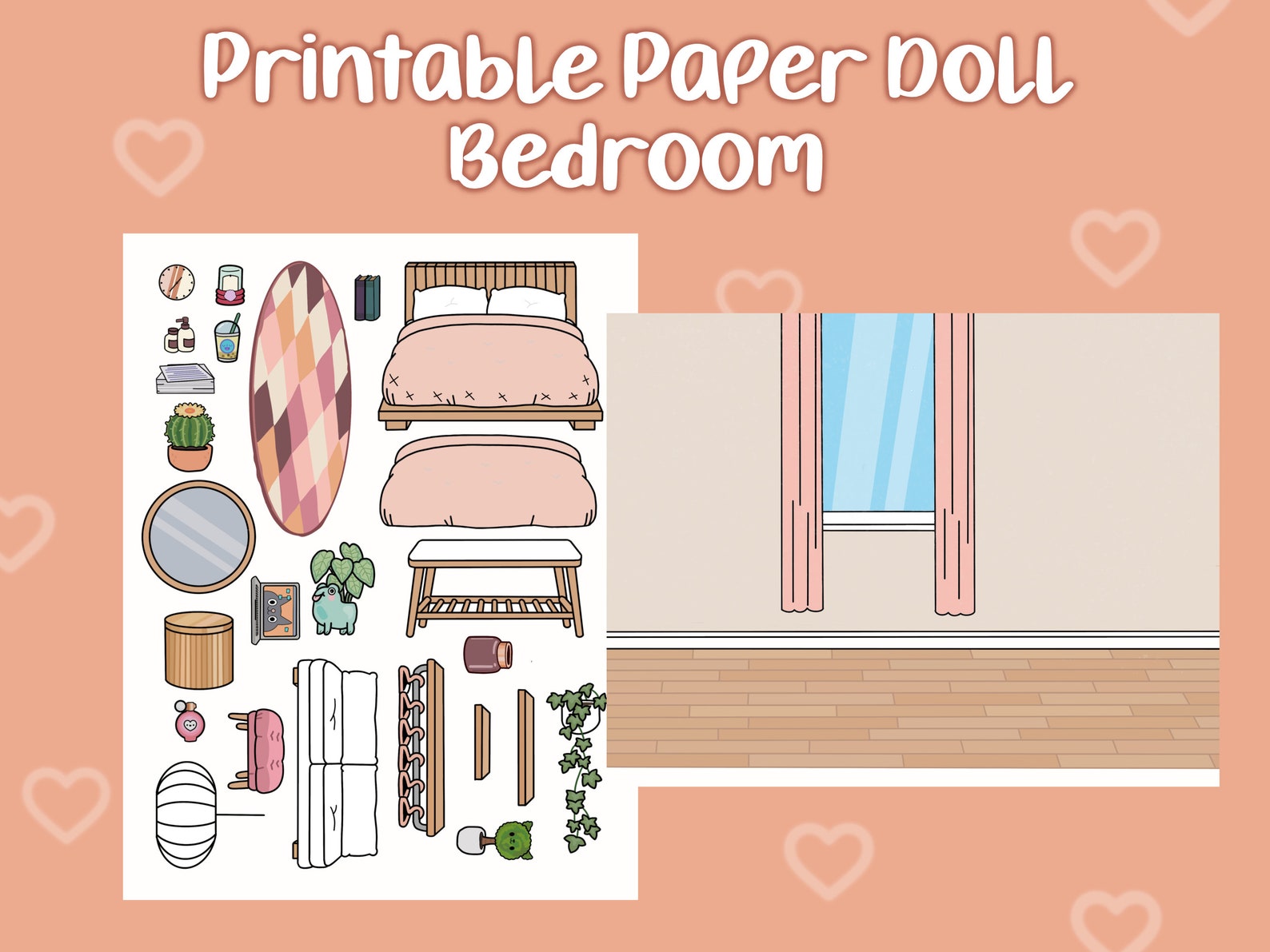 Printable Paper Doll Bedroom, Toca Boca Bedroom, Quiet Book, Printable ...