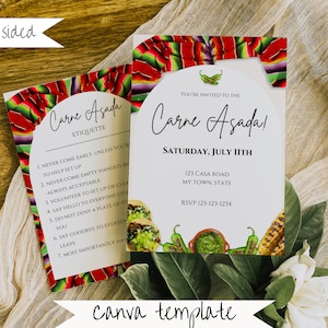 Carne Asada Party Invitation Template, BBQ Party Invitation, Mexican Invite, Invitation Template, Digital Invitation, 5x7 Invitation
