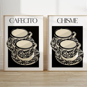 Cafecito y Chisme Art Print: Mexican Talavera Cups (Digital Download)