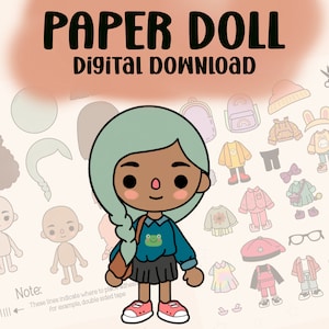 Printable Paper Doll, Toca Boca Inspired, Quiet book, Kids Activity, Paper Doll