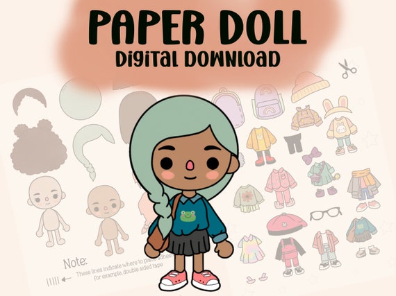 Printable Paper Doll Toca Boca Inspired Quiet Book Kids 