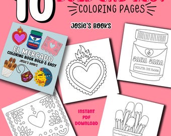 Mexican Mercado Coloring Pages: Bold & Easy (PDF Download)