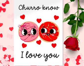Printable Concha Valentine's Day Card | Mexican Love (5x7 Folded Card) (Instant Download)