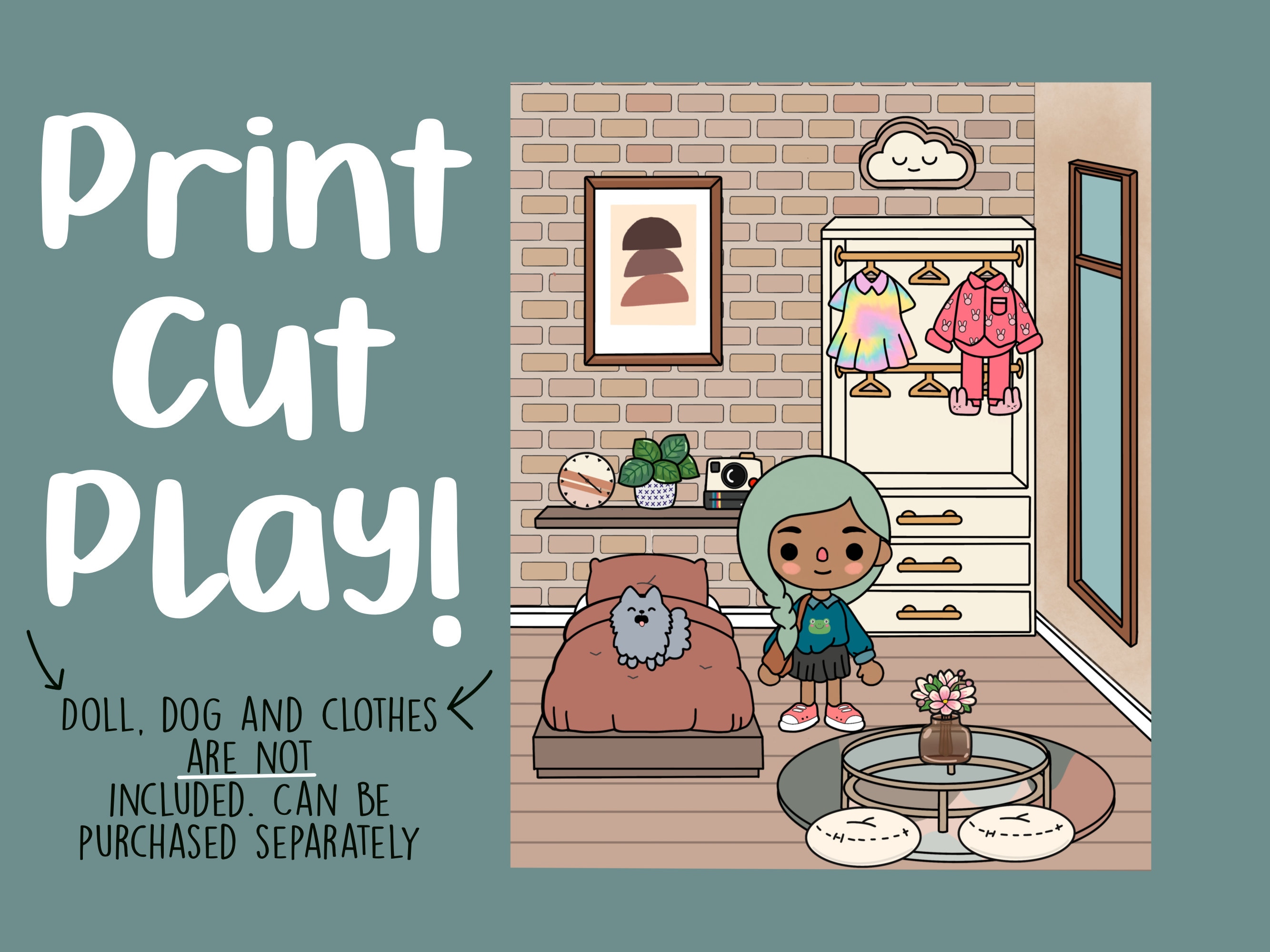 Printable Paper Doll Bedroom, Toca Boca Bedroom, Quiet Book, Printable ...