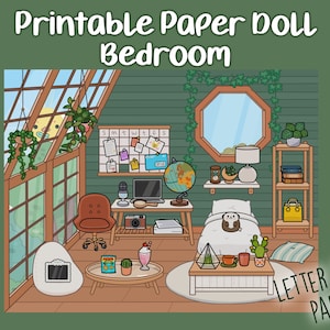 Printable Paper Doll Bedroom, Toca Boca Inspired Bedroom, Quiet book, Printable bedroom for paper dolls, Paper Doll