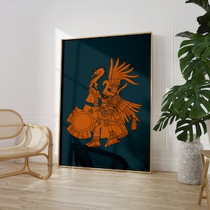 Aztec Wall Art, Huitzilopochtli Art, Mexican Art, Modern Mexico Art, Minimalist Mexico Art Poster