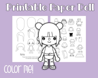 Printable Paper Doll, Toca Boca Inspired, Quiet book, Kids Activity, Paper Doll, Blank Paper Doll