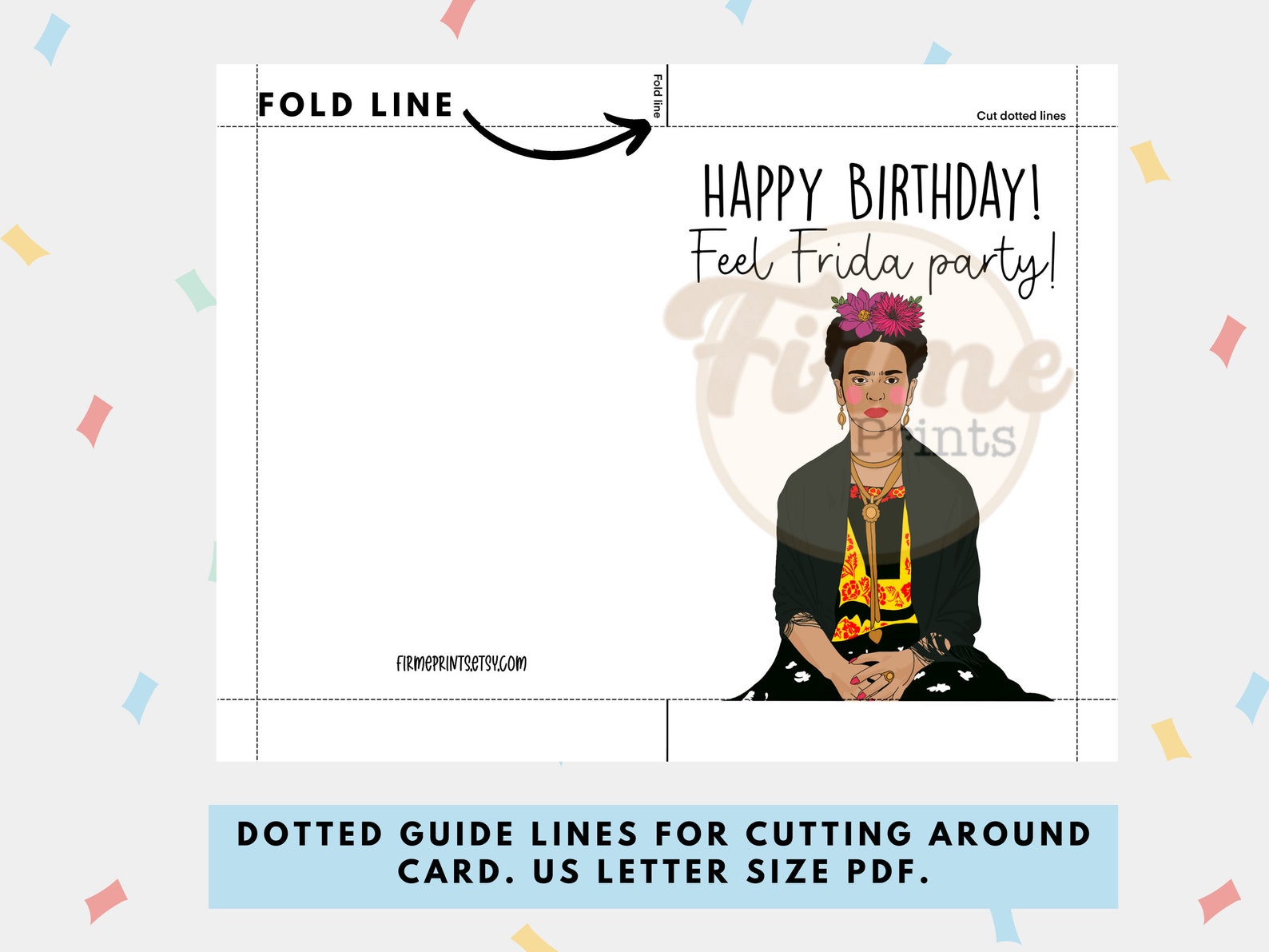 Frida Kahlo Inspired Printable Birthday Card, Frida Card, Printable ...