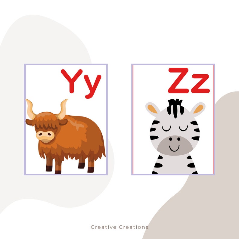 Printable Animal Alphabet Cards Etsy