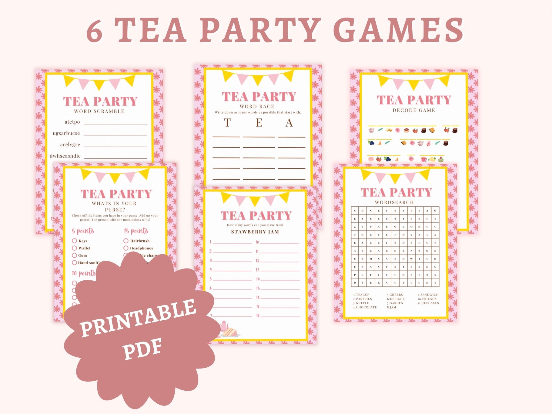Tea Party Games Bundle - Printable Tea Party Games - Garden Tea Party ...
