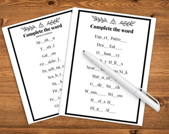 Printable Wizard Complete the Word Game | Wizarding Game | Kids Activities | PDF