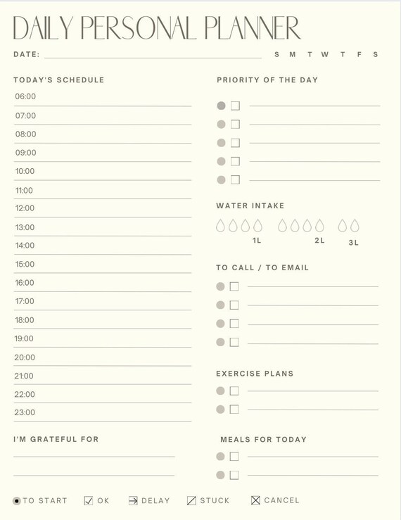 Daily Printable Planner/ Daily Schedule/ Daily Organizer/ - Etsy