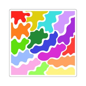 Adesivo quadrato con forme astratte arcobaleno / Motivo puzzle colorato