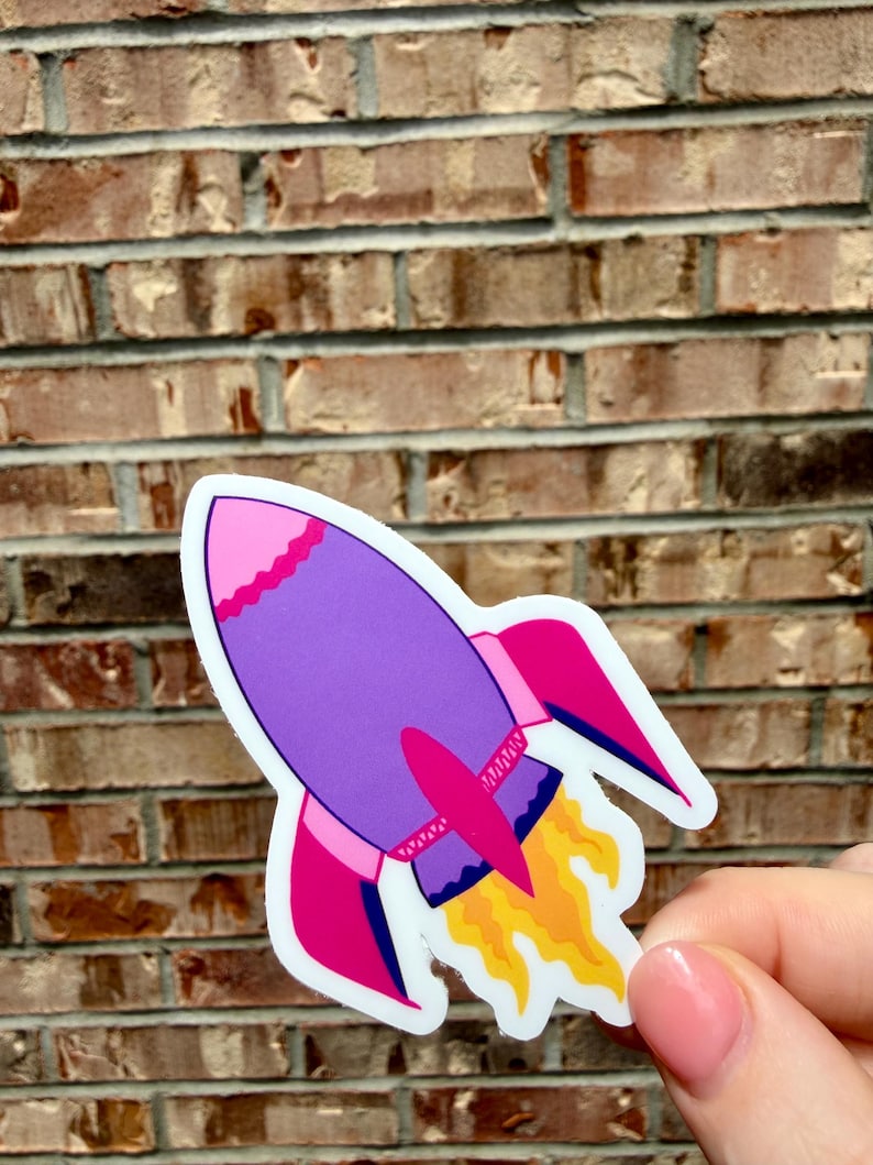 Rocket Ship Sticker - Waterproof, Laptop, Water Bottle, Journal, Crafts ...