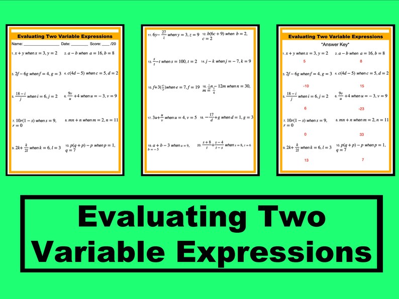 Printable Prealgebra Worksheets digital Etsy