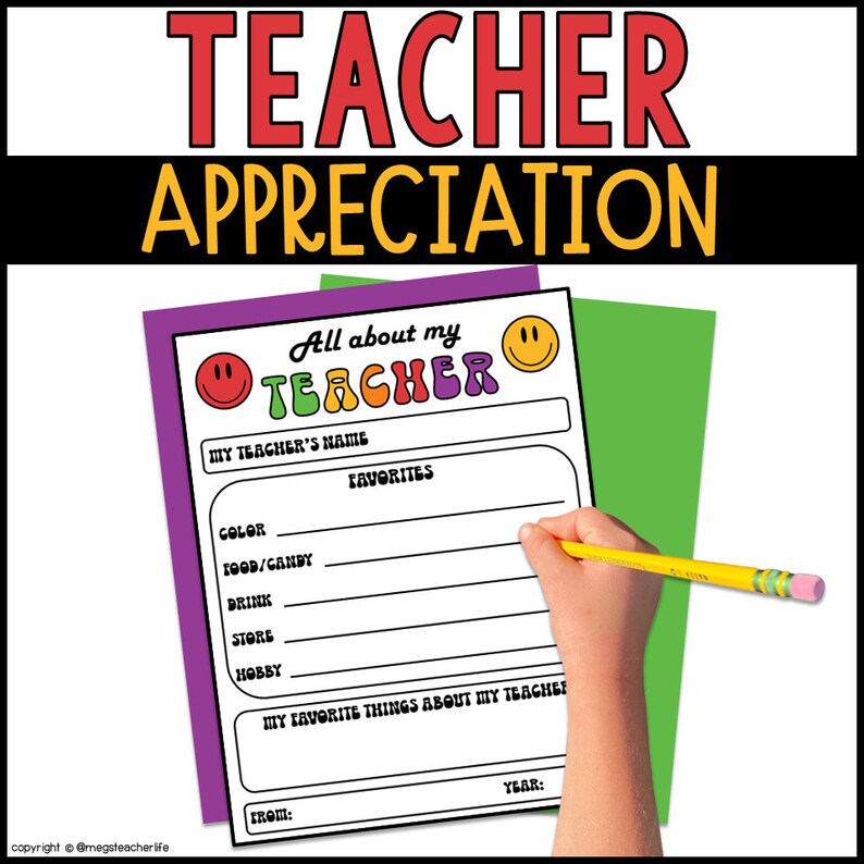 Teacher Appreciation Week Printable Teacher Survey Teacher Thank You