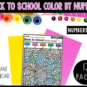 Back to School Color by Number Activity for Preschool | Kindergarten | Back to School Activity | Number Recognition | Coloring Sheets