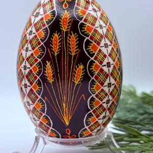 Oeuf d'oie pysanka ukrainienne, décoration de Pâques en batik traditionnel, décoration d'oeuf véritable, oeuf de Pâques teint