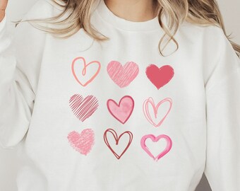 Hearts sweatshirt, Love sweatshirt, Galentine's shirt, Valentine sweater, Hearts shirt, Love shirt, Valentine's Day sweatshirt