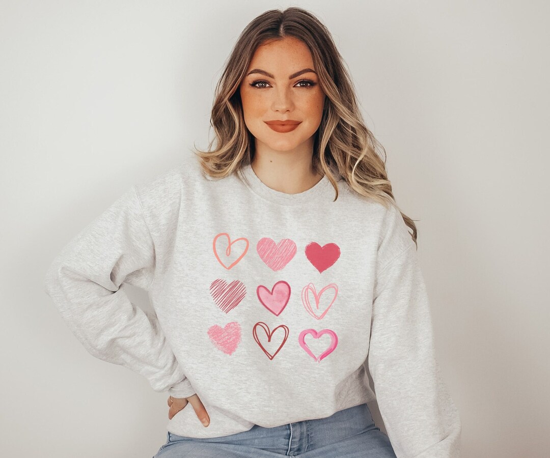 Valentine's Day Sweatshirt Hearts Sweatshirt Gift for - Etsy