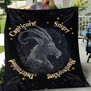 Capricorn Cozy Plush Fleece Blanket, Zodiac Blankets, Birthday Gifts for Scorpios, Astrology Home Decor Gifts for Friends, Horoscope Blanket