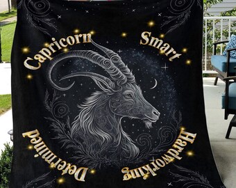 Capricorn Cozy Plush Fleece Blanket, Zodiac Blankets, Birthday Gifts for Scorpios, Astrology Home Decor Gifts for Friends, Horoscope Blanket