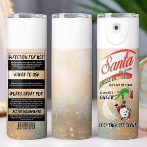 Be Gone Spray Skinny Tumbler with Straw 20oz, Christmas Design Tumbler, Funny Xmas Drinks Tumbler, Holiday Tumbler Gifts for Her
