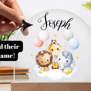 Personalized Baby Cloud Nine Friends Domed Acrylic Plaque, Baby Room Decor, Kids Room Decor, Nightlight, Nursery, Kids Name Stocking Stuffer