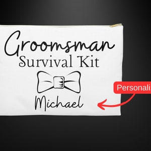 Personalized Groomsman Accessory Pouch,Customized Wedding Favors for Groomsman Survival Kit, Wedding Keepsakes Pouch for Friends and Family