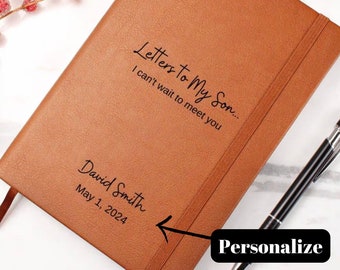 Personalized Letters To My Son Vegan Leather Journal, New Parent Baby Shower Gift