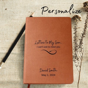 Letters to My Son I Can&#39;t Wait to Meet You Personalized Name Journal,Customized Baby Boy Shower Gift for New Parents,Child Memory Book