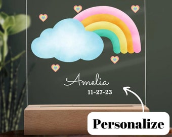 Personalized Rainbow Night Light, Kids Nursery Decor