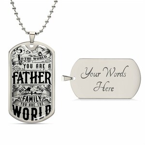 You are our World, Engraved Dog Tag, Happy Fathers Day, First Fathers Day, Unique Fathers Day, Fathers Day Gifts Ideas, Dog Tag Necklace