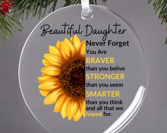 Sunflower Acrylic Ornament, To My Daughter Christmas Gift