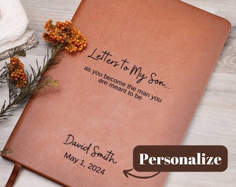 Personalized Vegan Leather Journal, Letters To My Son, Custom Memory Book