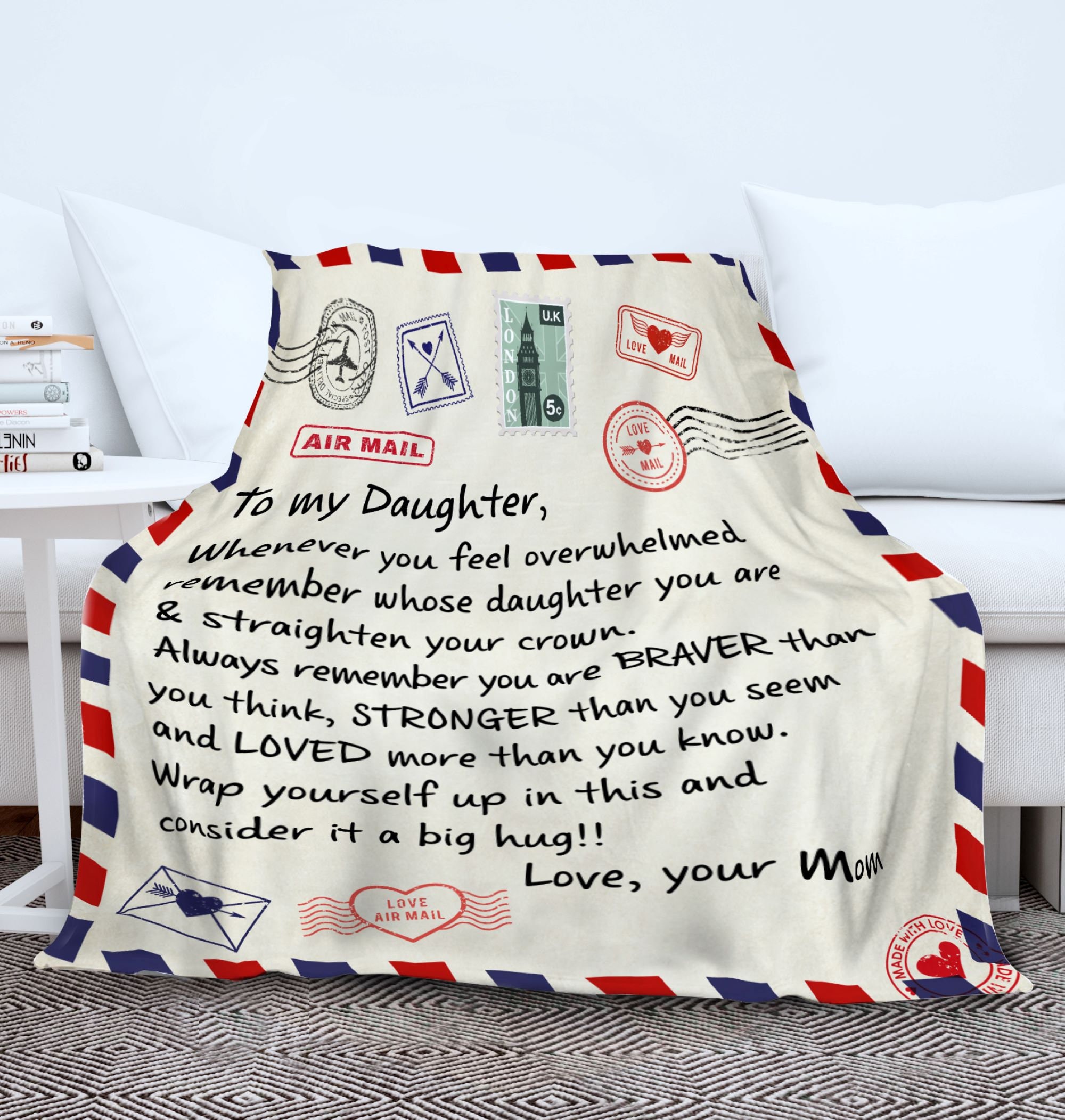 To My Daughter Airmail Cozy Fleece Blanket Daughter Blanket Daughter Gift From Mom to Daughter Moving Away Gift Long Distance Gift Etsy