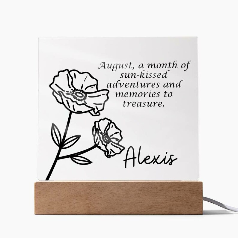 Personalized August Birth Month Flower Acrylic Sign,cool Custom LED ...