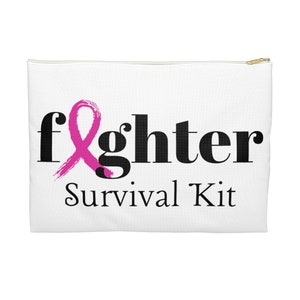 Fighter Survival Kit Accessory Pouch, Breast Cancer Awareness, Breast Cancer Survivor, Support Gift, Encouragement for Friend and Family