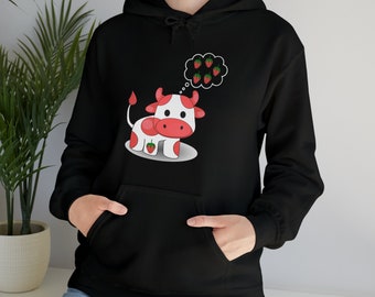 Strawberry Cow Hoodie, Cottagecore Milk, Unisex Sweatshirt
