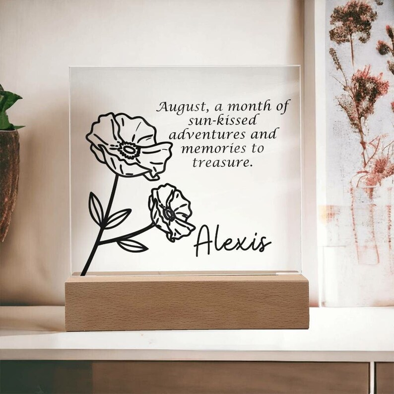 Personalized August Birth Month Flower Acrylic Sign,cool Custom LED ...