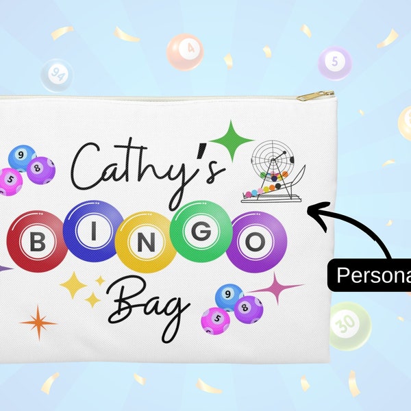 Gepersonaliseerde Bingo Accessoire Pouch Bingo Lover Gift, Dauber Bag, Lucky Bingo Gift, Bingokaarten, Bingo Cadeau voor moeder oma beste vriend