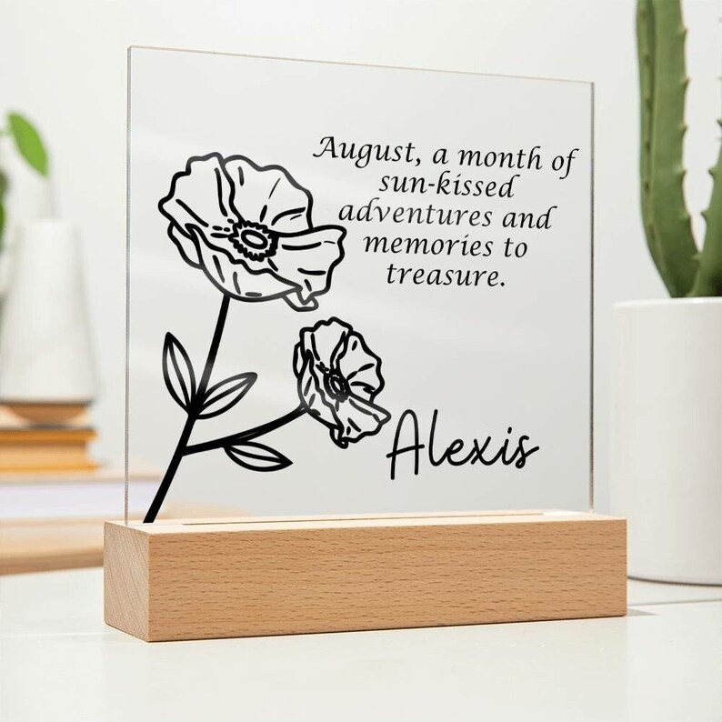 Personalized August Birth Month Flower Acrylic Sign,cool Custom LED ...