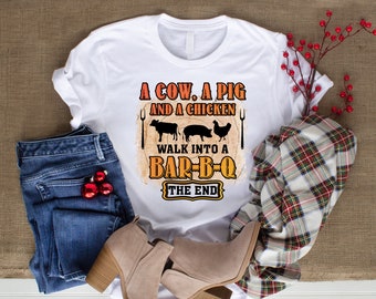 Cow Pig Chicken BBQ T-Shirt | Funny Barbecue Joke Tee