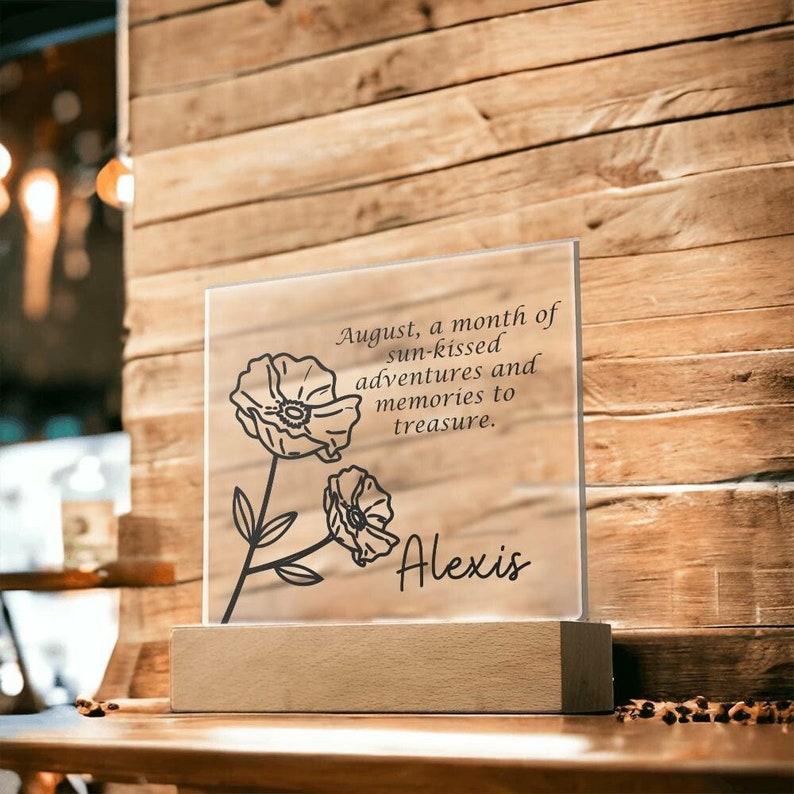 Personalized August Birth Month Flower Acrylic Sign,cool Custom LED ...